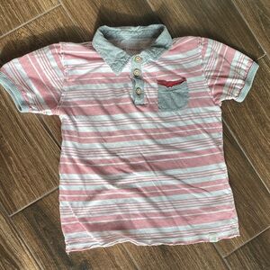Charming light red and Gray Striped Kids Polo